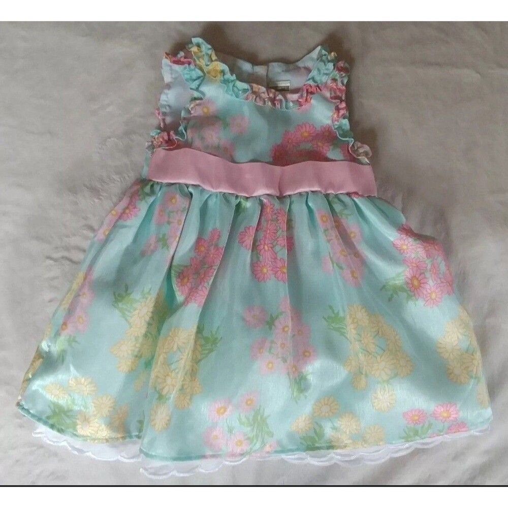 dress 3 to 6months new Girl George baby Floral Umpire waisted blue floral infant